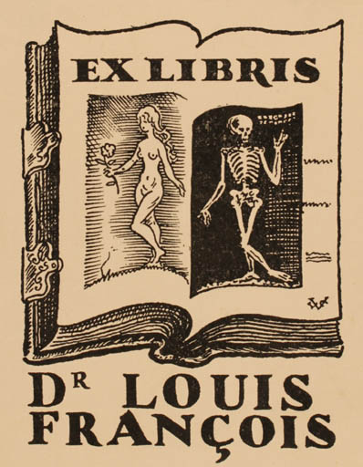 Exlibris by Valentin Le Campion from France for Louis Francois - Book Woman Nude 