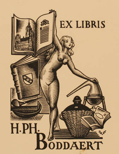 Exlibris by Valentin Le Campion from France for H. PH. Boddaert - Book Woman Nude 