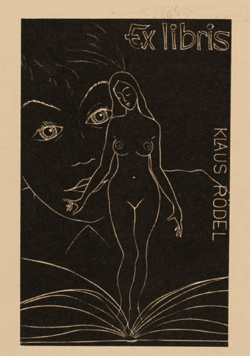 Exlibris by Fritz Kühn from Germany for Klaus Rödel - Book Woman Nude 