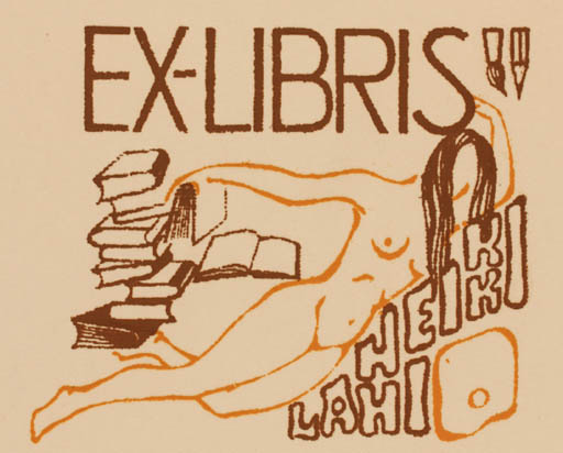 Exlibris by ? ? from Unknown for Heikki Lahi - Book Woman Nude 