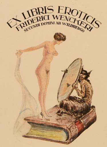 Exlibris by ? ? from Unknown for Friderici Wenckeri - Book Woman Nude 