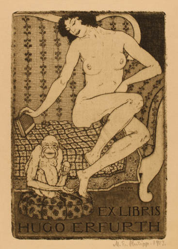 Exlibris by Martin E. Philipp from Germany for Hugo Erfurth - Book Woman Nude 