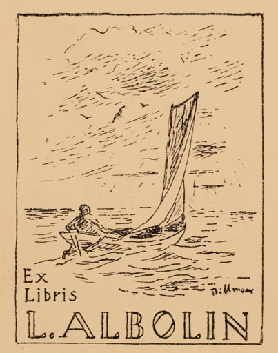 Exlibris by Torsten Billman from Sweden for L Albolin - Maritime Ship/Boat 