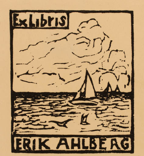 Exlibris by Torsten Billman from Sweden for Erik Ahlberg - Maritime Ship/Boat 