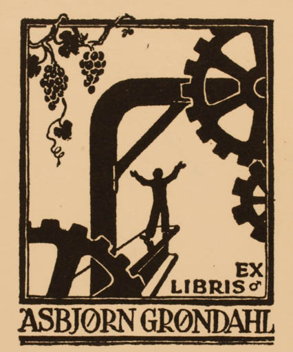 Exlibris by Albert Jaern from Norway for Asbjørn Grøndahl - Working Technology 