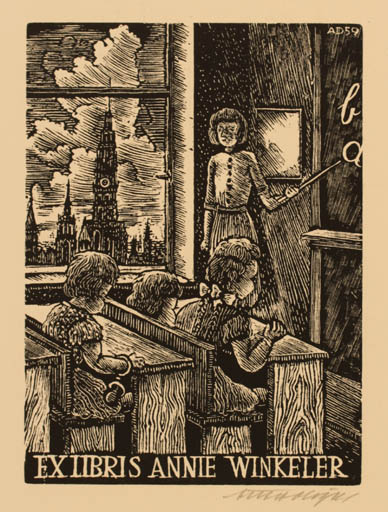 Exlibris by Antonin Dolezal from Czechoslovakia for Annie Winkeler - Child 