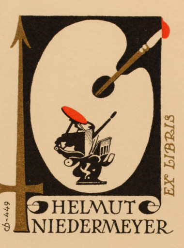 Exlibris by Christian Blæsbjerg from Denmark for Helmut Niedermeyer - Art Printing technique 