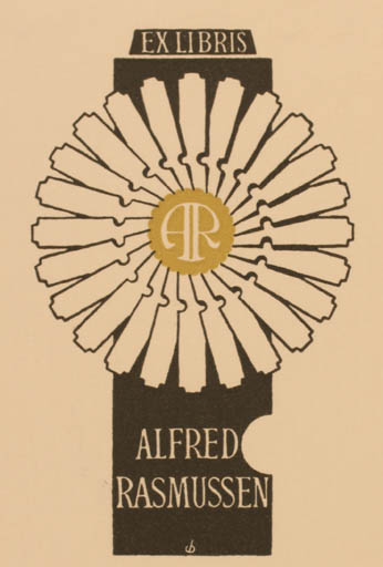 Exlibris by Christian Blæsbjerg from Denmark for Alfred Rasmussen - 