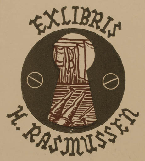 Exlibris by Lorentz May from Denmark for H. Rasmussen - 