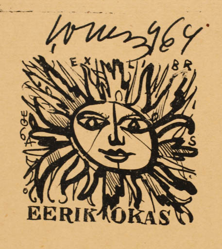 Exlibris by Evald Okas from Estonia for Eerik Okas - Sun 