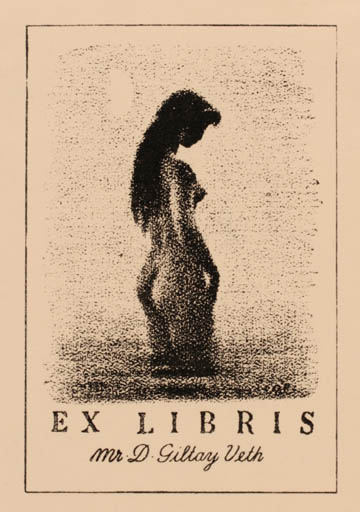 Exlibris by Sikker Hansen from Denmark for Dr. D. Giltay Veth - Woman Nude 