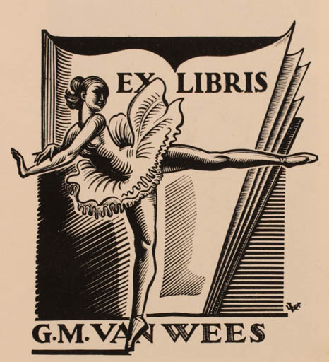 Exlibris by Valentin Le Campion from France for G. M. van Wees - Dancing Woman 