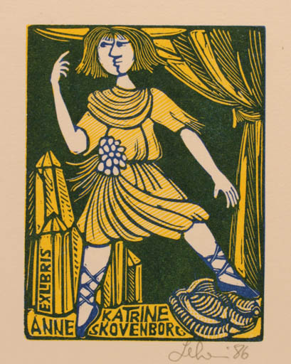 Exlibris by Maria Elisa Leboroni from Italy for Anne Katrine Skovenborg - Dancing 