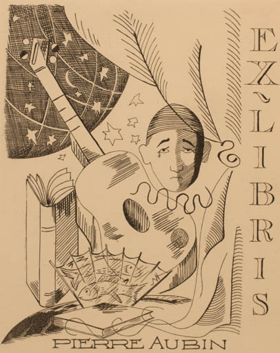 Exlibris by ? ? from France for Pierre Aubin - Book Music Theater/Cirkus 