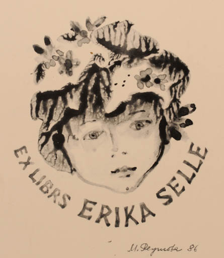 Exlibris by M. Rheutow from Russia for Erika Selle - Child Portrait 