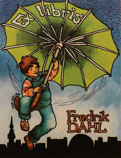 Exlibris by Inge Löök from Finland for Fredrik Dahl - Child City 