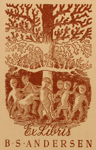 Exlibris by ? ? from Unknown for B. S. Andersen - Child Group Tree 