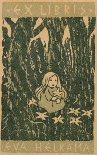 Exlibris by Vilho Askola from Finland for Eva Helkama - Child 