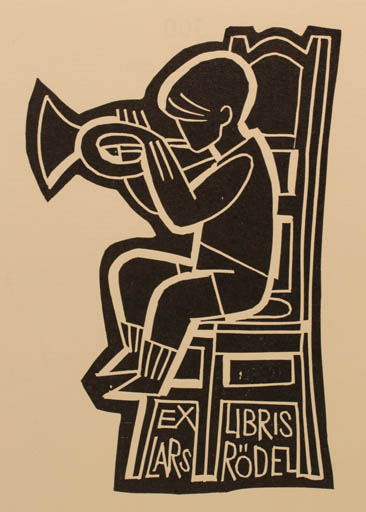 Exlibris by Miroslav Houra from Czechoslovakia for Lars Rödel - Child Music 