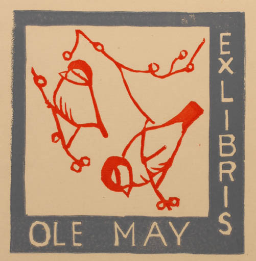 Exlibris by ? ? from Unknown for Ole May - Bird 