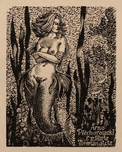 Exlibris by Mark F. Severin from Belgium for Arno Piechorowski - Mermaid 