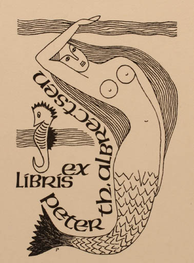 Exlibris by Joseph Sodaitis from USA for Peter Therkel Albrechtsen - Mermaid 