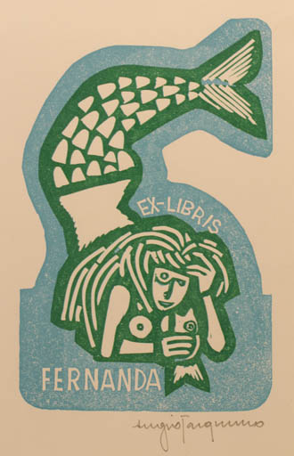 Exlibris by Sergio Tarquinio from Italy for ? Fernanda - Mermaid 