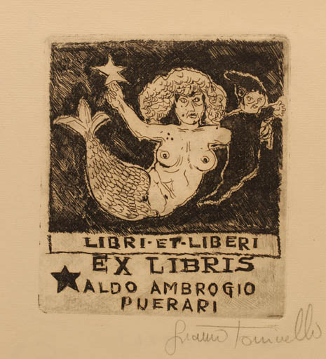 Exlibris by ? ? from Italy for Aldo Ambrogio Puerari - Mermaid 