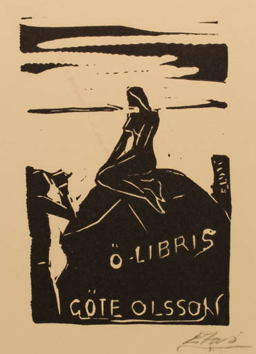 Exlibris by Börge Elwi Carlson from Sweden for Göte Olsson - Mermaid 