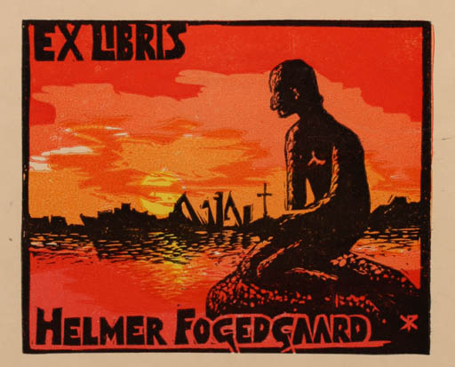 Exlibris by Klemens Raczak from Poland for Helmer Fogedgaard - Mermaid 