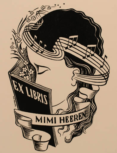 Exlibris by Maria van den Heuvel from Netherland for Mimi Heeren - Music 