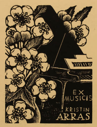 Exlibris by Antonin Dolezal from Czech Republic for Kristin Arras - Flower Ex Mucika Music 