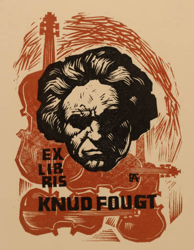 Exlibris by Antal Fery from Hungary for Knud Fougt - Music Portrait 