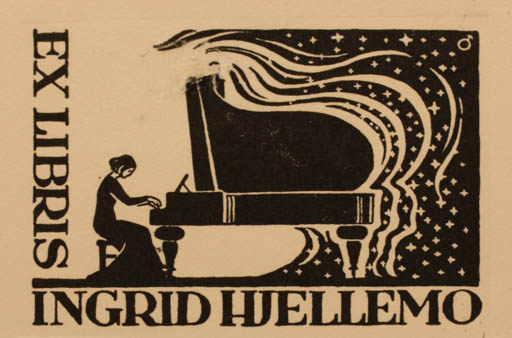 Exlibris by Albert Jaern from Norway for Ingrid Hjellemo - Music 