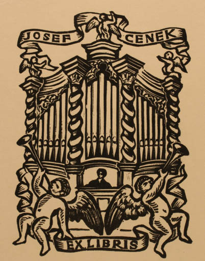 Exlibris by Michal Florian from Czech Republic for Josef Cenek - Angel Music 