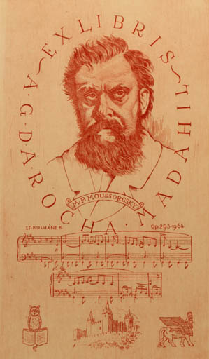 Exlibris by Stanislaus Kulhanek from Czech Republic for A. G. da Roca Madahil - Music Portrait 