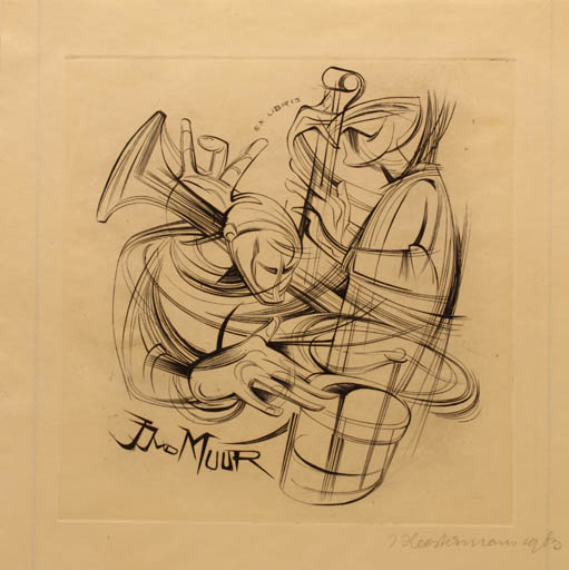 Exlibris by I. Heestermans from Netherland for J. J. van der Muur - Music 