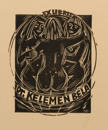 Exlibris by Erhard Zierold from Germany for Bèla Kelemen - Woman Mythology 