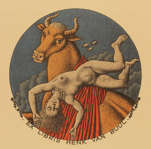 Exlibris by Valerij Mischin from Russia for H. Jan van Buul - Europa and the Bull Mythology 