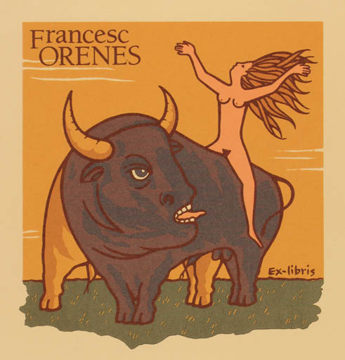 Exlibris by Francesc Orenes i Navarro from Spain for Francesc Orenes i Navarro - Europa and the Bull Mythology 