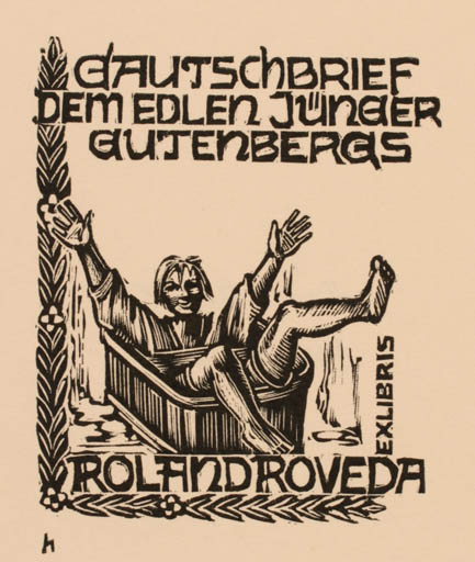 Exlibris by Hans Hauke from Austria for Roland Roveda - Working Man 