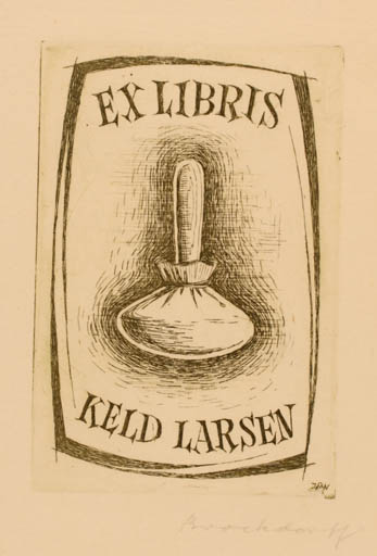 Exlibris by Jörgen Brockdorff-Nielsen from Denmark for Keld Larsen - Working 