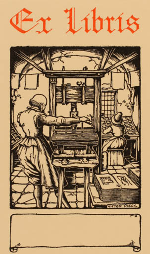 Exlibris by Anton Pieck from Netherland for ? ? - Working Man Printing technique 