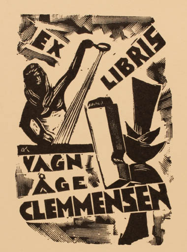 Exlibris by Kàroly Andrusko from Slovenia for Vagn Åge Clemmensen - Working Printing technique 