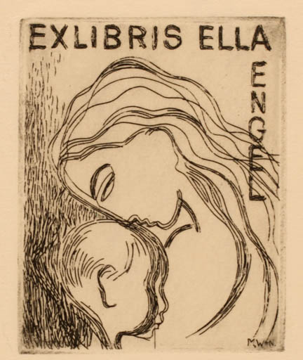 Exlibris by Muggi Wille Nielsen from Denmark for Ella Engel - Child Woman 