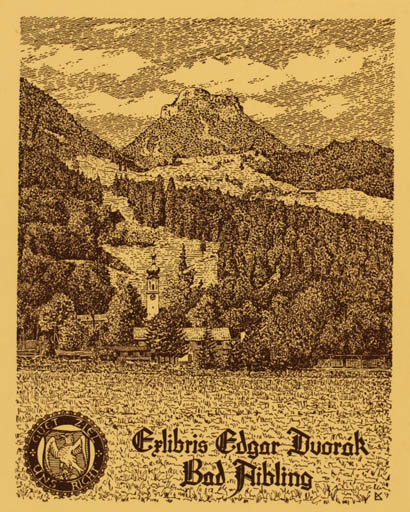 Exlibris by Bernhard Kuhlmann from Germany for Edgar Dvorak - Mountain Scenery/Landscape 