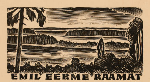 Exlibris by Johann Naha from Germany for Emil Eerme Raamat - Scenery/Landscape 