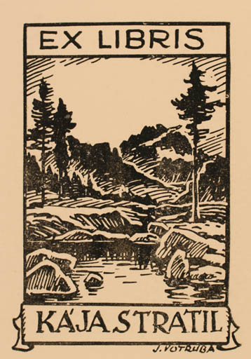 Exlibris by J. Votruba from Czechoslovakia for Kaja Stratil - Scenery/Landscape 