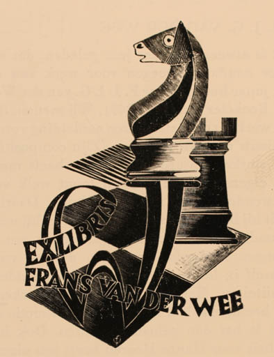 Exlibris by ? ? from Unknown for Frans van der Wee - Sport/game 