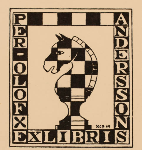 Exlibris by H. C. Bärenholdt from Denmark for Per Olof Andersson - Sport/game 